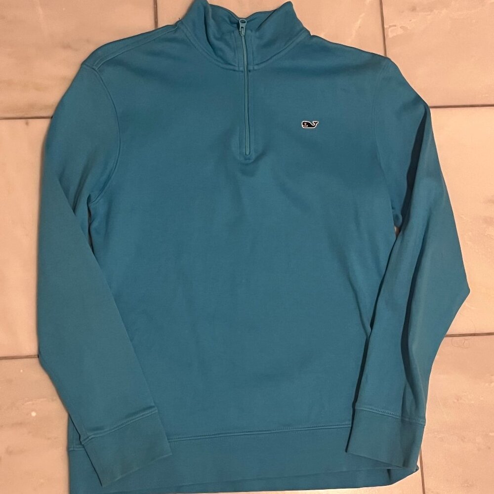 Vineyard Vines Coastal Quarter-Zip Teal Blue Youth Large